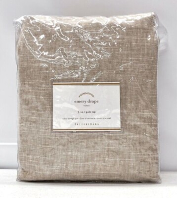 Pottery Barn Emery Drape Oatmeal 50W x 96L 3-in-1 Pole Top-image