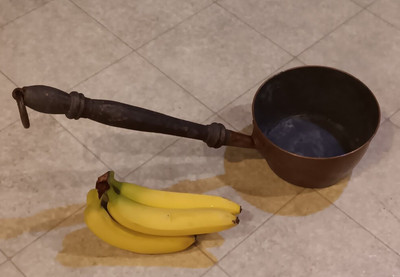 Large Copper Dipping Ladle w/ Turned Wood Handle w/Ring for Iron Kettle Cauldron-image