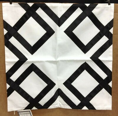 Pottery Barn PB Teen Lattice Monogram cotton Pillow Cover bed sham Black 18x18-image