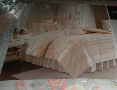 7pc MADISON PARK Cal King Comforter Set White Pink Flowers-image