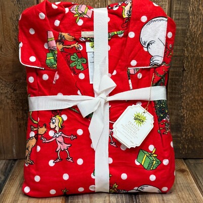 POTTERY BARN TEEN GRINCH FESTIVE PAJAMA SET, SIZE XL ~ RED, MULTI-image
