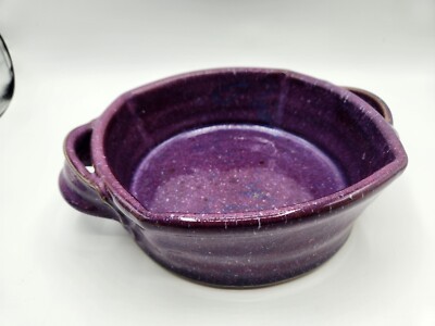 Studio Art Pottery Stoneware Casserole Dish signed “karen” Violet Purple 💜 -image