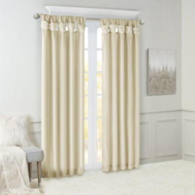 Madison Park Emilia Ivory 50 in. W X 84 in. L Panel Curtain -image