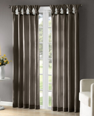 Madison Park Emilia Lined Twisted Tab Top Faux-Silk Window Panel, 50