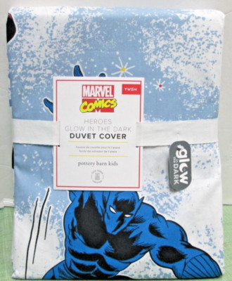 Pottery Barn Kids Glow in the dark MARVEL Comics Heroes TWIN  Duvet for boys-image