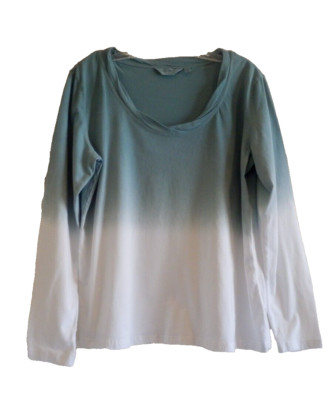 Candace Cameron Bure QVC Ocean Dipped Green L/Sleeve Womens Top Tee T-Shirt SZ S-image