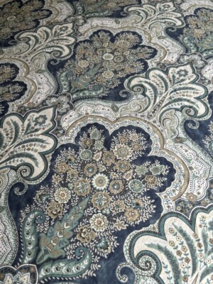 BEAUTIFUL POTTERY BARN BLUE JORDANA PAISLEY PERCALE QUEEN DUVET #399-image