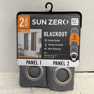 Sun Zero Arlo Textured BLACKOUT Grey Curtains Panel 2 pack  40” W x 63”L-image