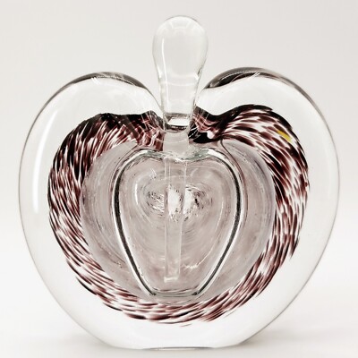 Heart Shaped Studio Art Glass Standing Or Lay Down Perfume Bottle With Dauber-image