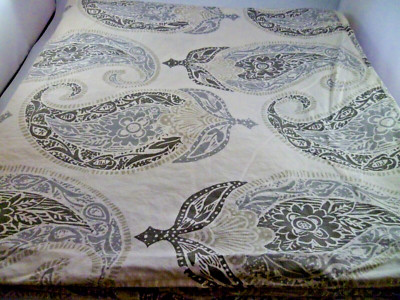 1 POTTERY BARN FULL QUEEN DUVET COVER MEDALLION PINEAPPLE CREAM GRAYS COTTON-image