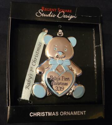 Regent Square Studio Design Baby’s 1st Christmas-2019 Blue Teddy Ornament NEW-image