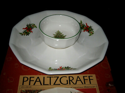 Pfaltzgraff Christmas Heritage Chip & Dip Bowl Set EXCELLENT-image