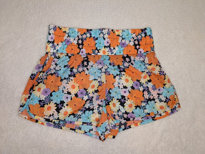 Dip Womens High Waist Pull On Floral Print Shorts Size XL Key Pocket Multicolor-image