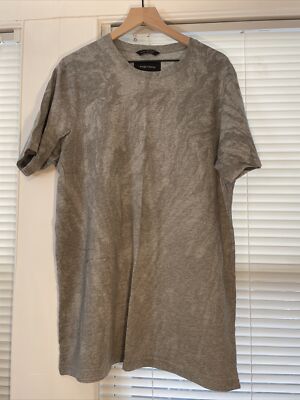 Wings + Horns Crew Neck Men’s T-Shirt Made in Canada Size XL Dip Dye Gray-image