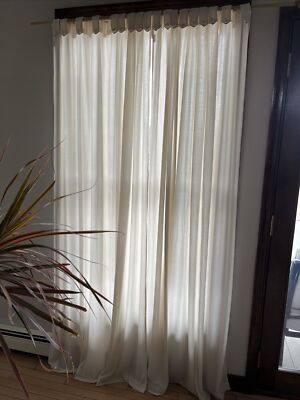 Madison Park Like Window Curtain Panels Pair 59”x 82” Twist Tab Off White Knot-image