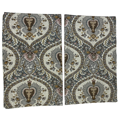 Pottery Barn Darcy Standard Pillow Shams Set of 2 Medallion Paisley Floral Gray-image