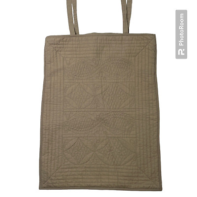 Pottery Barn Pillow Sham Standard Brown Oval Matelassé Quilted Tie Cotton Linen-image