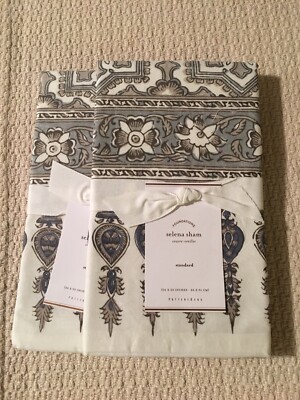 Set/2 Pottery Barn Selena Standard Shams Gorgeous!! Gray-image
