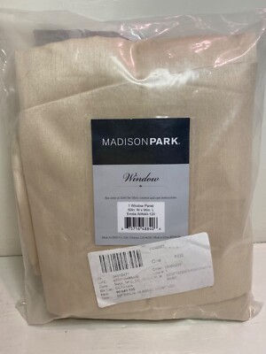 Madison Park Emilia Twist Tab Lined Window Curtain Panel in Ivory~Gold 50