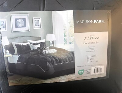 MADISON PARK MP10-3281 Laurel 7 Piece Comforter Set, Cal King - Black, 7PK. $220-image