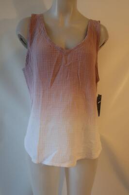 NWT Womens Sol Angeles Lavender White Crepe Gauzy Dip Dye V-Neck Top L *-image