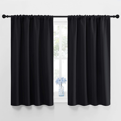 Black Out Short Curtain Panels for Kitchen - Energy Smart Decoration Thermal Ins-image