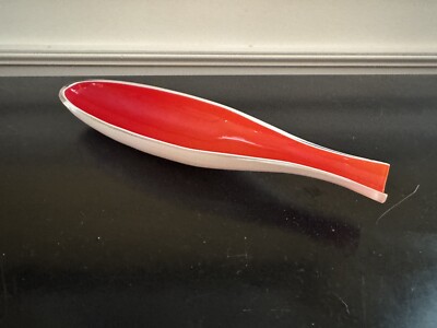 Red, White and Clear Glass Fish Shaped Olive Dish-image
