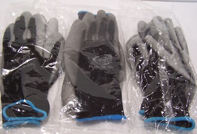 3 Pair Global Glove PUG-17 Lightweight Polyurethane Dipped Work Gloves 2XL-image