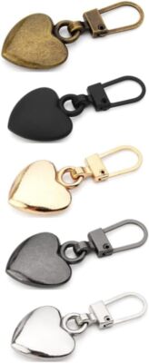5Pcs Multicolor Journey Studio Heart Shaped Zipper Pull Replacement Metal Zip...-image