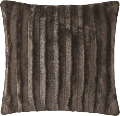Madison Park Duke Ribbed Faux- Brown 20 in x 20 in, Chocolate Decorative Pillow-image