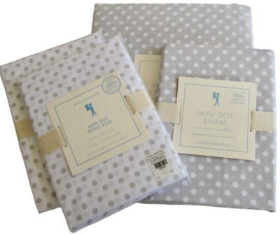 New Pottery Barn Gray Mini Polka Dot Full Queen Duvet Cover & Shams 4-Piece Set-image