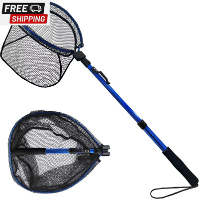 LBW Collapsible Fishing Net with Handle, Folding Kayak Net for Freshwater or Sal-image