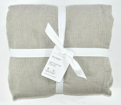 Pottery Barn Soft Cotton Duvet Cover Full Queen NEW Repackaged Gray Natural-image