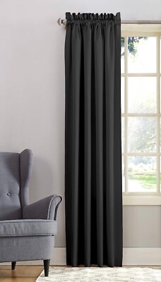 Sun Zero Black Solid Rod Pocket Room Darkening Curtain - 54 in. W X 95 in. L (2)-image