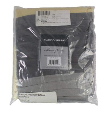 Madison Park Amherst Striped Single Shower Curtain – Yellow/Grey - MP70-2489 -image