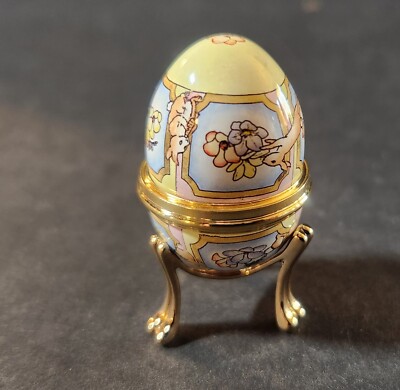 HALCYON DAYS 2009 EASTER ANNUAL EGG SHAPED TRINKET BOX WITH STAND & BOX, MINT!-image