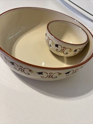 Artimino Vicenza Large Bowl Chip and Dip Serving Dish Hand Panted Functional￼-image