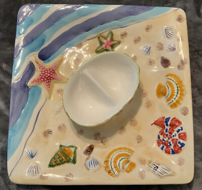 World Bazaars Inc. 1970’s Whimsical Ocean Beach Shell Chip Dip Platter-image