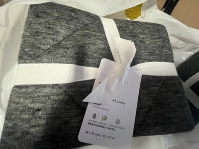2 Pottery Barn Belgian  linen jersey king shams charcoal gray grey New w tags-image