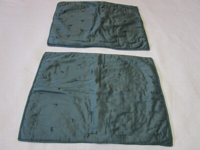 2 Pottery Barn Blue Tufted Silk Blend Standard Pillow Shams-image