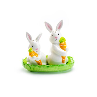 Potter's Studio Gift Boxed Bunny Figurine Salt and Pepper Ceramic Shaker Set-image