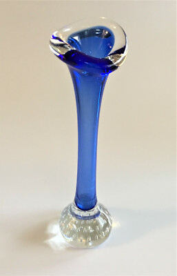 Vintage Jack in the Pulpit / Bone Shaped Studio Blue Glass Vase-image