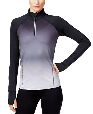 Ideology Women's Quarter-Zip Ombre Top (XX-Large, Deep Charcoal Dip)-image