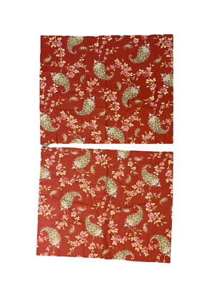 Set of 2 Pottery Barn Burnt Orange Paisley Floral Euro Shams Classic Preppy-image