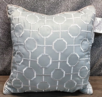 Madison Park Pillows Throw Accent Gray Silver Hexagon Embroidered Textured-image