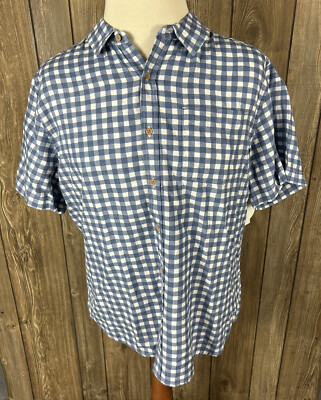 Dip Men’s Blue White Plaid Button Up Shirt Size Large NWT Short Sleeve-image