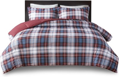 Madison Park Essentials Parkston Plaid Comforter, Matching King/Cal King, Red -image