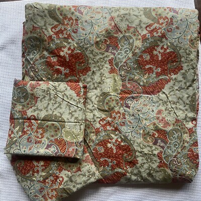 Pottery Barn Monreal Full Queen Duvet 2 Euro Shams Paisley Red Green Set Cotton-image