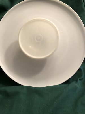 Vintage Tupperware Dip-N-Serve Tray Serving Platter w/ Bowl and Cover White-image