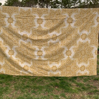 Pottery Barn Duvet Cover King Britt Medallion Gold Cotton California King EUC-image